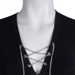 Michael Kors Black Rib Knit Chain Detail Sleeveless Top S