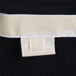 Michael Kors Black Rib Knit Chain Detail Sleeveless Top S