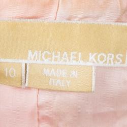 Pre Owned Michael Kors Pink Tweed Sequin Embellished Skirt Suit L