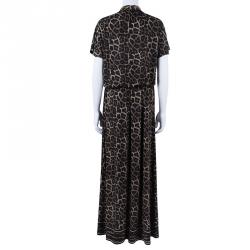 Pre Owned Michael Kors Leopard Print Jersey Maxi Dress