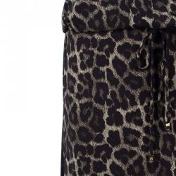 Pre Owned Michael Kors Leopard Print Jersey Maxi Dress