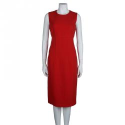 Pre Owned Michael Kors Red Knit Sleeveless Dress L