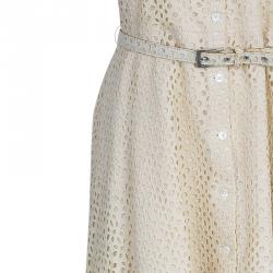 Michael Kors Beige Belted Eyelet Dress L