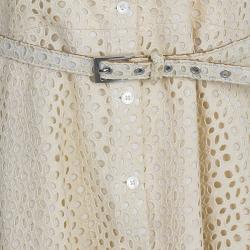 Michael Kors Beige Belted Eyelet Dress L