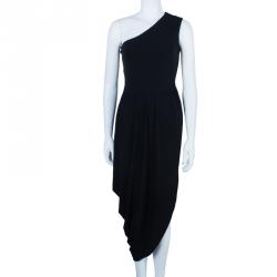 Michael Kors Black One Shoulder Crepe Maxi Dress S