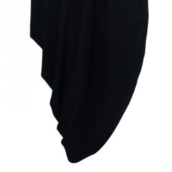 Michael Kors Black One Shoulder Crepe Maxi Dress S