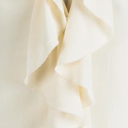 Michael Kors Cream Silk Ruffle Front Detail Blouse S