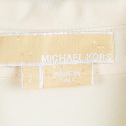 Michael Kors Cream Silk Ruffle Front Detail Blouse S