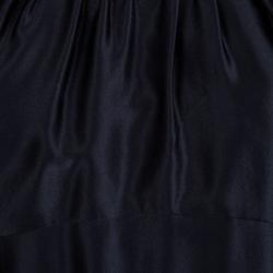 Michael Kors Navy Blue Satin Ruffle Detail Backless Maxi Dress S