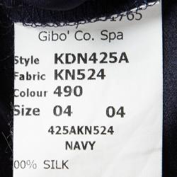 Michael Kors Navy Blue Satin Ruffle Detail Backless Maxi Dress S