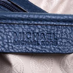 Pre Owned Michael Kors Navy Blue Leather Camden Drawstring Hobo
