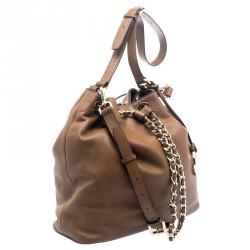 Pre Owned Michael Kors Brown Leather Frankie Drawstring Hobo