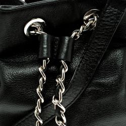 Pre Owned Michael Kors Black Leather Frankie Drawstring Bag
