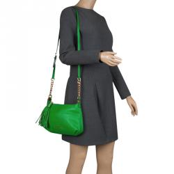 مملوكة مسبقًا Michael Kors Green Leather Bedford Tassel Crossbody Bag