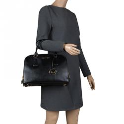 Pre Owned Michael Kors Black Saffiano Leather Large Reese Satchel