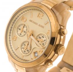 Pre Owned ساعة يد نسائية مايكل كورس أسيتات وستانلس ستيل ذهبية 38 مم