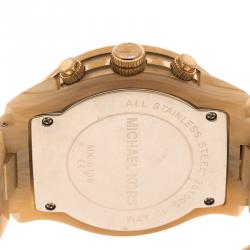 Pre Owned ساعة يد نسائية مايكل كورس أسيتات وستانلس ستيل ذهبية 38 مم