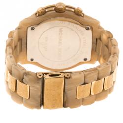 Pre Owned ساعة يد نسائية مايكل كورس أسيتات وستانلس ستيل ذهبية 38 مم