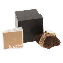 Pre Owned ساعة يد نسائية مايكل كورس أسيتات وستانلس ستيل ذهبية 38 مم