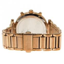 Pre Owned Michael Kors Grey Rose Gold-Plated Stainless Steel Sawyer MK6226 Women's Wristwatch 39MM