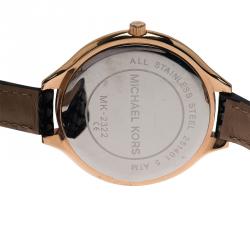 Pre Owned Michael Kors Champagne Gold-Plated Stainless Steel Slim Runway Women's Wristwatch 40MM