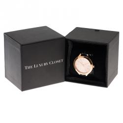 Pre Owned Michael Kors Champagne Gold-Plated Stainless Steel Slim Runway Women's Wristwatch 40MM