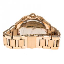 Pre Owned Michael Kors Cream Rose Gold-Plated Stainless Steel Crystal Camille MK5636 Women's Wristwatch 43MM