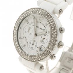 Pre Owned ساعة يد نسائية مايكل كورس MK5654 كرونوغراف سيراميك أبيض 39مم