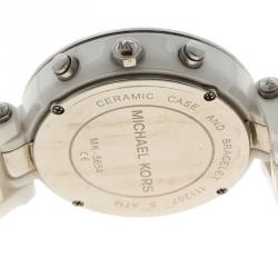 Pre Owned ساعة يد نسائية مايكل كورس MK5654 كرونوغراف سيراميك أبيض 39مم