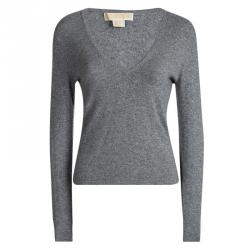 Michael Michael Kors Grey Cashmere V Neck Sweater S