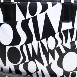 Pre Owned Missoni Black and White Leather Logo Print Tote
