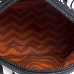 Pre Owned Missoni Black and White Leather Logo Print Tote