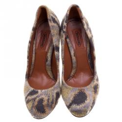 Pre Owned Missoni Multicolor Knit Fabric Pumps Size 38