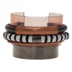 Pre Owned Missoni Three Strands Multicolor Silver Tone Bracelet