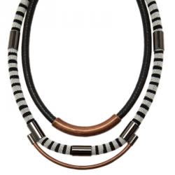 Pre Owned Missoni Three Strands Multicolor Silver Tone Necklace
