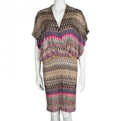 Pre Owned Missoni Multicolor Patterned Perforated Knit Beach Dress L