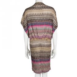 Pre Owned Missoni Multicolor Patterned Perforated Knit Beach Dress L