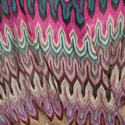 Pre Owned Missoni Multicolor Patterned Perforated Knit Beach Dress L