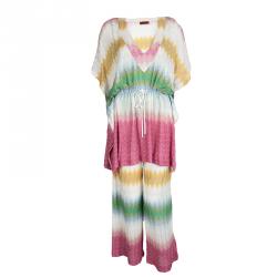 Missoni Mare Multicolor Chevron Knit Kaftan Top and Pants Set S