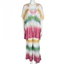 Missoni Mare Multicolor Chevron Knit Kaftan Top and Pants Set S