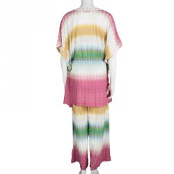 Missoni Mare Multicolor Chevron Knit Kaftan Top and Pants Set S