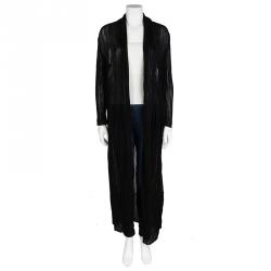 Pre Owned Missoni Black Ribbed Knit Open Front Long Shrug M