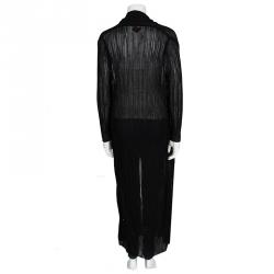 Pre Owned Missoni Black Ribbed Knit Open Front Long Shrug M