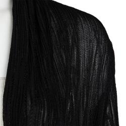 Pre Owned Missoni Black Ribbed Knit Open Front Long Shrug M