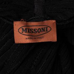 Pre Owned Missoni Black Ribbed Knit Open Front Long Shrug M