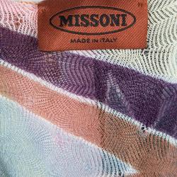 Pre Owned Missoni Multicolor Perforated Knit Draped Buckle Detail Sleeveless Dress L