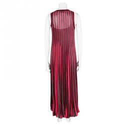 Pre Owned Missoni Multicolor Striped Knit Pleated Sleeveless Maxi Dress M