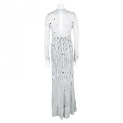 Pre Owned Missoni Metallic Lurex Perforated Knit Embellished Maxi Dress S