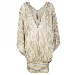 Pre Owned Missoni Mare Beige Lurex Knit Kaftan Style Top M