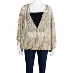 Pre Owned Missoni Mare Beige Lurex Knit Kaftan Style Top M